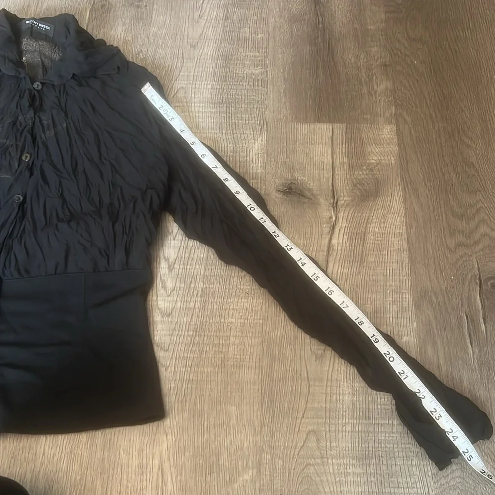 Vintage Blacky dress Berlin sleeved semi-sheer top. Black with Floral Design 8 - Picture 14 of 16